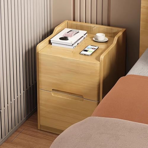Nachttisch aus Holz for Schlafzimmer, Wohnzimmer Nachttisch mit Zwei Schubladen Rustikal/Aufbewahrung for Schlafzimmer Wohnzimmer Esszimmer Büro(Yellow,20cm/7.9in) von Generic
