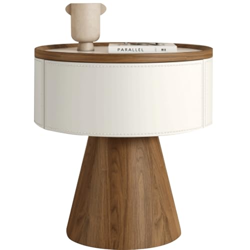 Nachttisch aus Massivholz mit Schubladen aus Massivholz, geeignet for Schlafzimmer und Wohnzimmer; Nachttischlampe aus Sattelleder; Kleiner Beistelltisch for das Sofa.(A,45cm(17.71in)) von Generic