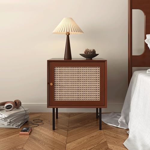 Nachttisch for das Schlafzimmer Beistelltisch aus Rattanholz Mit Zwei Schubladen Mit Stauraumfunktion for Wohnzimmer, Schlafzimmer und kleine Räume(A1) von Generic