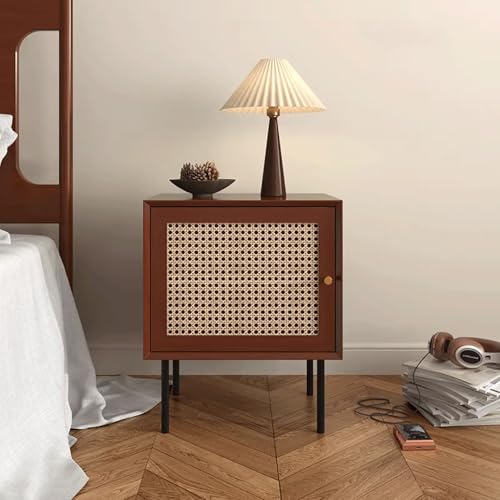 Nachttisch for das Schlafzimmer Beistelltisch aus Rattanholz Mit Zwei Schubladen Mit Stauraumfunktion for Wohnzimmer, Schlafzimmer und kleine Räume(A2) von Generic