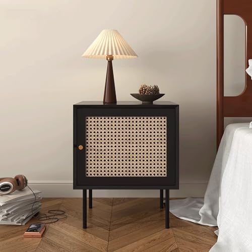 Nachttisch for das Schlafzimmer Beistelltisch aus Rattanholz Mit Zwei Schubladen Mit Stauraumfunktion for Wohnzimmer, Schlafzimmer und kleine Räume(B1) von Generic
