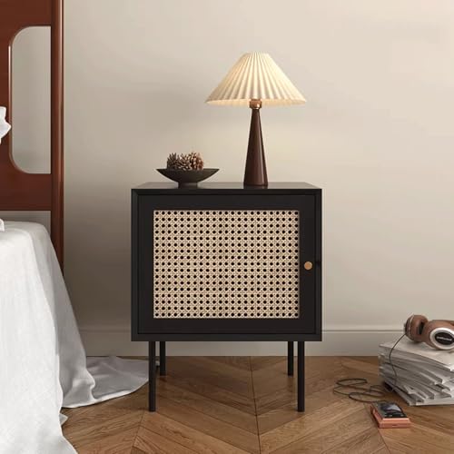 Nachttisch for das Schlafzimmer Beistelltisch aus Rattanholz Mit Zwei Schubladen Mit Stauraumfunktion for Wohnzimmer, Schlafzimmer und kleine Räume(B2) von Generic