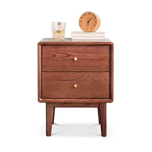 Nachttisch im modernen Stil mit Zwei Schubladen, geeignet for Schlafzimmer, Wohnzimmer, Büros und kleine Räume (Naturfarbe/Walnussfarbe).(Walnut Colour,50cm(19.69in)) von Generic