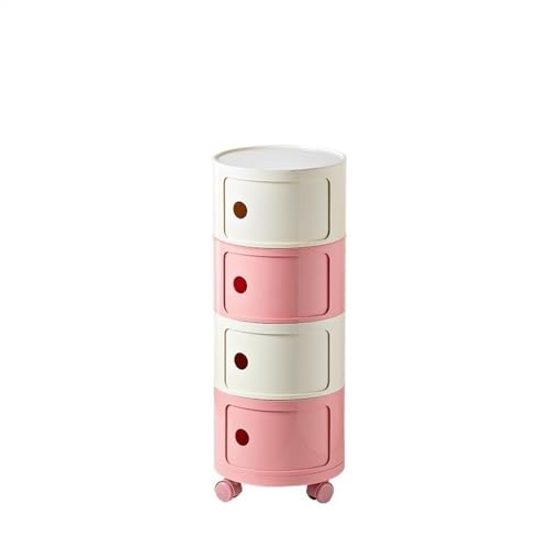 Nachttisch mit Schubladen und rundem Nachttisch Aufbewahrungsbox für Schlafzimmer und Wohnzimmer Beistelltisch mit 4 Ebenen in Weiß Rosa Nachttisch mit Schubladen und rundem Nachttisch Aufbewahrungsbox für Schlafzimmer und Wohnzimmer Beistelltisch mit 4 Ebenen in Weiß Rosa von Generic