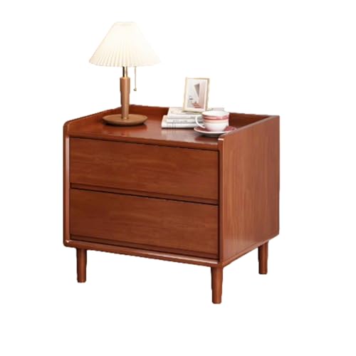 Nachttisch mit Zwei stoffgefütterten Schubladen. Aus Massivholz gefertigt und mit verdecktem Griff. Geeignet for Wohnzimmer, Schlafzimmer und Arbeitszimmer. Moderner Stil.(C,35CM(13.78IN)) von Generic