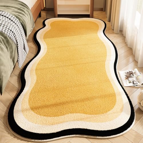 Nachttischteppiche Für Den Innenbereich, Unregelmäßiger Teppich Für Das Wohnzimmer, Waschbare Bodenmatte(Gelb,60x160cm) von Generic