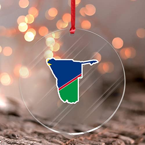 Namibia Weihnachtsschmuck Stadt Skyline Flagge Runder Weihnachtsbaum Ornament Flagge Helden Serie Acryl Weihnachtskugel für Urlaubsdekoration von Generic