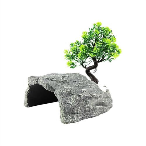 Natürliche Reptilienversteckhöhle – Bonsai-Felsendekoration aus Kunstharz für Terrarium, sicheres Versteck für Eidechsen und kleine Haustiere, leicht zu reinigen, ungiftig, Dekoration für Schildkröten Natürliche Reptilienversteckhöhle – Bonsai-Felsendekoration aus Kunstharz für Terrarium, sicheres Versteck für Eidechsen und kleine Haustiere, leicht zu reinigen, ungiftig, Dekoration für Schildkröten von Generic