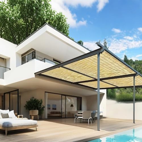 Natur Bambus Sichtschutz, Handgewebt Bambuszaun 30cm 50cm 60cm 80cm 100cm 120cm 180cm Hoch, Dekoration Poolumrandung, Für Zimmer, Pool, Dach, Büros, Hotel, Wind Sonnenschutz(Natural Black line) von Generic