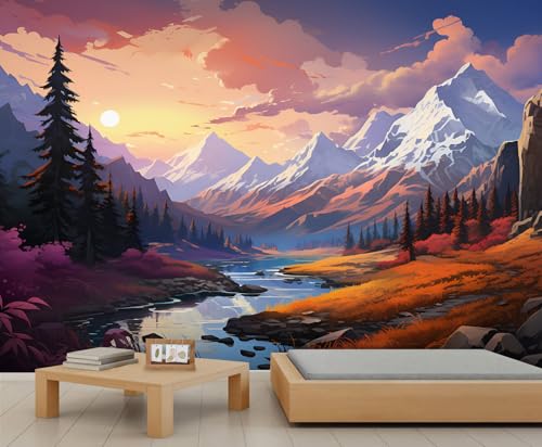 Natur Landschaft Wandbild Schneeberg Wandbild Tapete Fluss Wald Tapete Himmel Tapete für Mädchen Schlafzimmer Wandbilder Wohnzimmer Gemälde Poster 450X300cm Natur Landschaft Wandbild Schneeberg Wandbild Tapete Fluss Wald Tapete Himmel Tapete für Mädchen Schlafzimmer Wandbilder Wohnzimmer Gemälde Poster 450X300cm von Generic