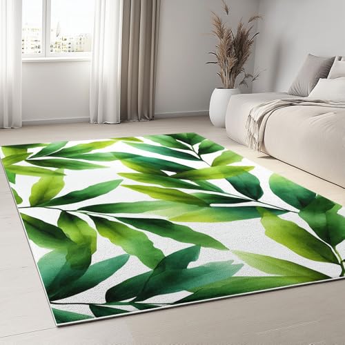 Natur Pflanzen Tropische Blätter Wohnzimmer Teppich, rutschfeste und Pflegeleichte Grün Kurzflor Teppiche für Schlafzimmer Esszimmer und Kinderzimmer - 160 x 220 cm Natur Pflanzen Tropische Blätter Wohnzimmer Teppich, rutschfeste und Pflegeleichte Grün Kurzflor Teppiche für Schlafzimmer Esszimmer und Kinderzimmer - 160 x 220 cm von Generic