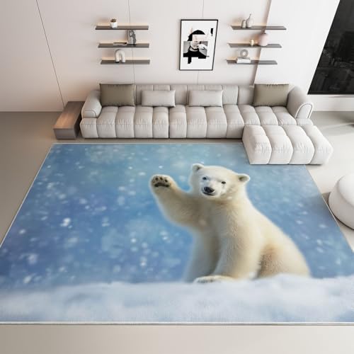 Natur Tier Eisbär Wohnzimmer Teppich, rutschfeste und Pflegeleichte Grau-Blau Kurzflor Teppiche für Schlafzimmer Esszimmer und Kinderzimmer - 120 x 170 cm Natur Tier Eisbär Wohnzimmer Teppich, rutschfeste und Pflegeleichte Grau-Blau Kurzflor Teppiche für Schlafzimmer Esszimmer und Kinderzimmer - 120 x 170 cm von Generic
