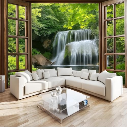 Natur Vlies Fototapete 300 X 210 Cm Grün Wasserfall Bäume - 3D Effekt Fototapeten Vliestapete Xxl Wandtapete Motivtapeten Wanddekoration Wohnzimmer Schlafzimmer Natur Vlies Fototapete 300 X 210 Cm Grün Wasserfall Bäume - 3D Effekt Fototapeten Vliestapete Xxl Wandtapete Motivtapeten Wanddekoration Wohnzimmer Schlafzimmer von Generic