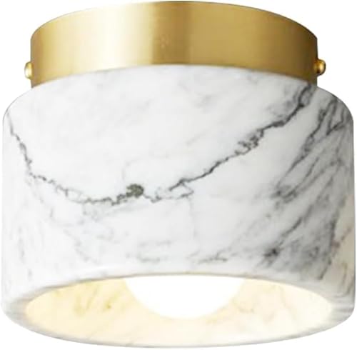 Naturstein Deckenleuchte Grün Moderne Flur Flächenbündige Deckenleuchte Weiß Marmor Glas Kleine Deckenleuchte Schwarz Industrielle Bauernhaus Deckenleuchte Für Badezimmer Flur, White von Generic