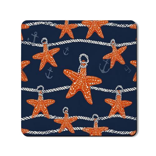 Nautische Waschmaschinen-Schutzmatte, orangefarbenes Seestern-Muster, rutschfeste wasserdichte Matten für Waschküche, 61 x 61 cm Nautische Waschmaschinen-Schutzmatte, orangefarbenes Seestern-Muster, rutschfeste wasserdichte Matten für Waschküche, 61 x 61 cm von Generic