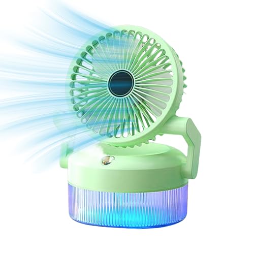 Nebelventilator Tragbar | USB-Aufladbarer Luftzirkulator | Tragbarer Faltbarer Multifunktionsventilator Mit Licht Für Reisen Fitnessstudio Schreibtisch Zelt Garten Schule Outdoor von Generic