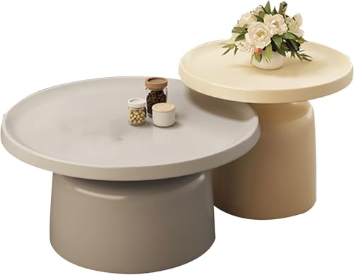 Nesting Couchtisch Für Das Wohnzimmer, Set Mit 2 Beistelltischen, Einfacher Couchtisch, Kleiner Couchtisch Für Das Büro, Big Gray and Little Yellow von Generic