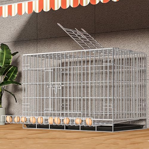 Netz Hühnergehege Groß Aus Metall Mit Herausziehbarem Boden-Tablett Verriegelungstür Regenabdeckung Herausnehmbarem Ei-Tablett Hühnerhaus Winterfest Klein(85 * 60 * 70CM) von Generic
