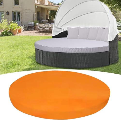 Neue 66-Zoll-sonnenliege Für Den Außenbereich Tagesbett Kissenbezug Mit Gummiband Ersatz Rundes Bettkissen Fester Bezug Terrasse Runde Tagesbett Kissenbezug Easy Fit, 橙色, 66inch von Generic