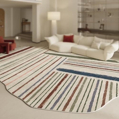 Neuheit unregelmäßig geformte Fläche Teppich für Wohnzimmer, große Fläche Teppich, Moderne Teppichs waschbar Fußmatte, Fauxl Wolle(Pattern D,180x250cm) von Generic