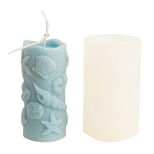 Newwyt 3D Muschel Kerzen Silikonform Seestern Zylinder Kerze Harzform für DIY Kerzenherstellung Schokolade Seife Home-Decor Silikonkautschuk von Generic