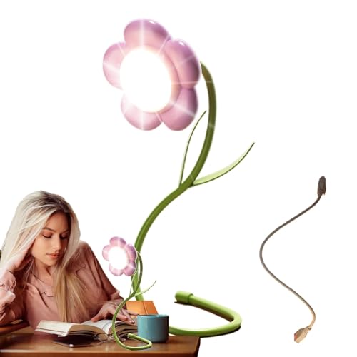 Niedliche Blumenlampe – USB-Blumenlampe, Tischlampe mit Blumen, 3 Modi, verstellbare Schreibtischlampe, USB-Blumen-Tischlampe, tragbare Leselampe, niedliche Nachttischlampe, perfekte Po von Generic