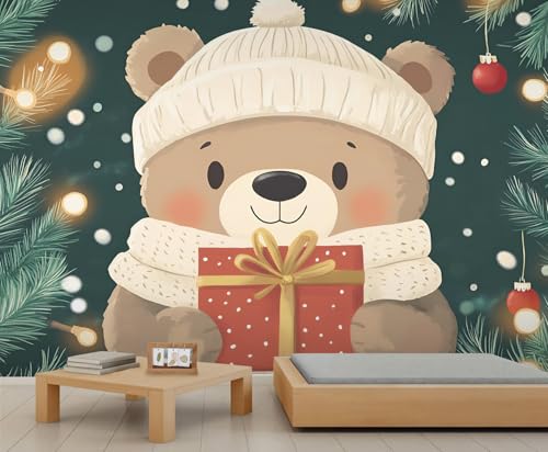 Niedliche Tapete Cartoon Bär Tapete Dunkelgrün Wandbilder für Wände Weihnachtsbaum Tapeten für Schlafzimmer Wohnzimmer Poster 490 X 350 cm Niedliche Tapete Cartoon Bär Tapete Dunkelgrün Wandbilder für Wände Weihnachtsbaum Tapeten für Schlafzimmer Wohnzimmer Poster 490 X 350 cm von Generic