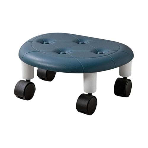 Niedriger Hocker mit Rollen - Hocker für Schuhe kurzer Hocker, 360 Grad drehbarer Pediküre-Hocker | Niedriger Rollensitz aus Leder mit Fußstütze, ergonomischer Rollhocker tragbar von Generic