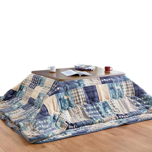 Niedriger Tisch aus Massivholz mit Heizung Multifunktionaler Couchtisch Beheizter Kotatsuu-Tisch im Winterwohnzimmer Warmes Geschenk für Die Familie(120x80x45cm) von Generic