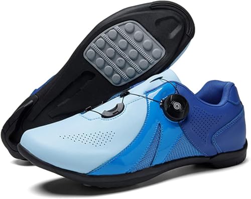 Non Cleats Männer Frauen Fahrradschuhe Lock Free Fahrradschuhe Entsperrt Mikrofaser Mesh Schuhe Radfahren MTB Schuhe, Blue, 36 EU von Generic