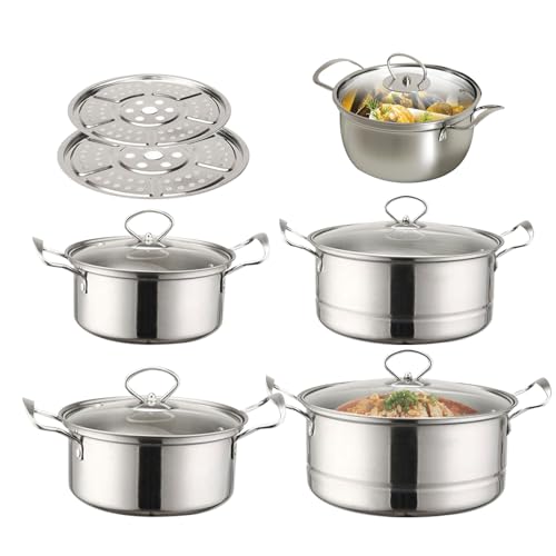 Non -Stick -Pot -Set - 5 -teiliger Professioneller Nicht -Stick -Topf -Kit | PFOA-freier Keramikkochgeschirr Mit Keramik Mit Deckeln Zum Dämpfen, Schmelzen Und Suppenherstellung | Induktionskompatible von Generic