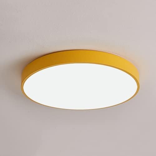 Nordic Bunte LED Flush Mount Deckenleuchte leichte runde schlanke Innendecke Lampe Wohneinrichtung Leuchten in der Nähe der Decke flaches Feld für Restaurant, Gelb, 30 cm von Generic