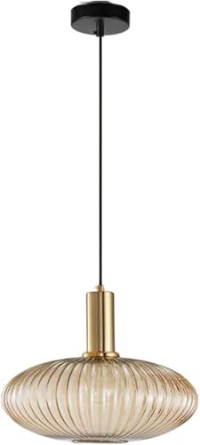 Nordic Glass Pendelleuchte Moderne Einfache Led Hängelampe Japanischer Stil Streifen Laterne Kronleuchter Für Island Restaurant Bar, Amber, Neutral Light von Generic