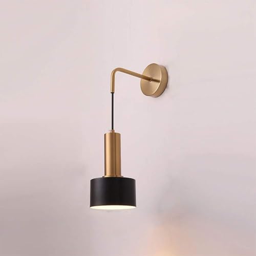 Nordic Style Wandleuchte E27 Metall Wandleuchte Pendt Light Einstellbare Moderne Einfache Innenwandleuchte Für Schlafzimmer Nachttischlampen, Black+cool White, 5W von Generic