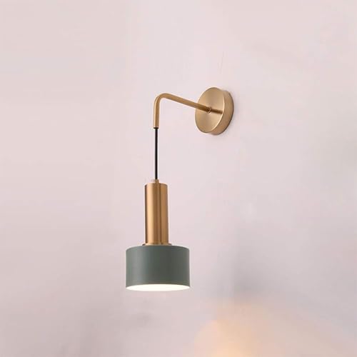 Nordic Style Wandleuchte E27 Metall Wandleuchte Pendt Light Einstellbare Moderne Einfache Innenwandleuchte Für Schlafzimmer Nachttischlampen, Green+cool White, 5W von Generic