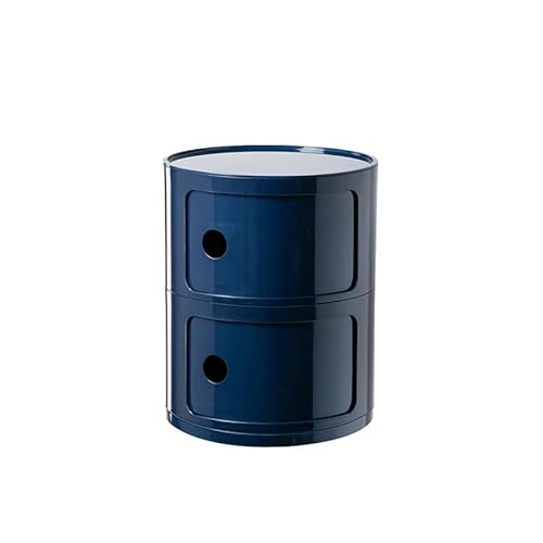 Nordischer moderner Nachttisch mit Schubladen und Schiebetür Runder Kunststoff Nachttisch Schlafzimmer Kommode Blaue Farbe 2/3/4 Ebenengröße: 32 * 40cm von Generic