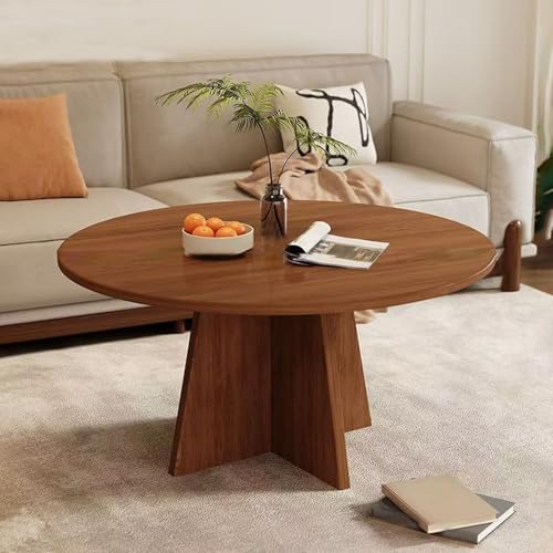 Nordisches Minimalistisches Kaffeetisch Nesting Couchtisch 2er Set Kleiner Tisch Rund Flexibel Kombinierbarer Niedriger Tischsfür Wohnzimmer Balkon Büro Schlafzimmer(Walnut,60 * 60 * 38cm) von Generic
