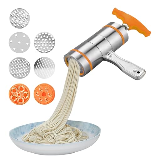 Nudelhersteller aus Edelstahl - Handheld -Nudelmaschine, kompakte Teigrolle | Manuelles Küchenwerkzeug, einstellbare Dickeschneider, mühelose Nudelpresse für Spaghetti Ramen Fettuccine Nudelhersteller aus Edelstahl - Handheld -Nudelmaschine, kompakte Teigrolle | Manuelles Küchenwerkzeug, einstellbare Dickeschneider, mühelose Nudelpresse für Spaghetti Ramen Fettuccine von Generic
