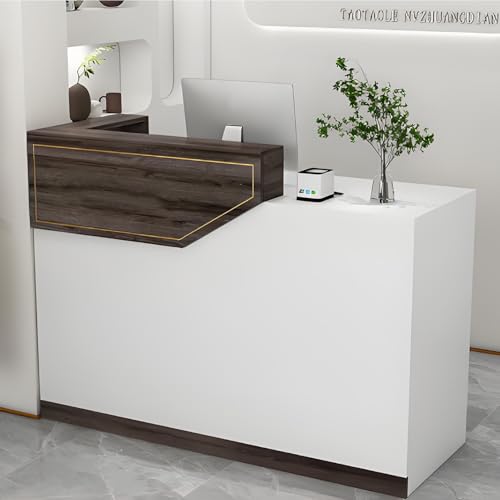 Nussbaum-Schreibtisch mit abschließbaren Schubladen, multifunktionale Front-Theke für Wohnzimmer, Spa, Diele, eleganter Computertisch aus Holz, 140 cm von Generic