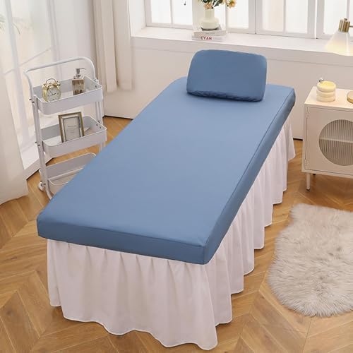Ölresistenter Bezug für Massageliege, Wasserdicht Massagelaken mit Loch, Waschbar Massageliege Überzug für Kosmetik-Tische und Therapie-Bänke Blue 80x190cm von Generic