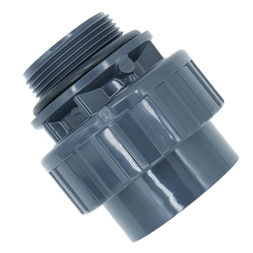 ONEAWELT - PVC Klebefitting 50 mm T-Stück Bogen Rohr Winkel Muffe Kappe Verschraubung (PVC Verschraubung O-Ring 50mm x 1" 1/2) 10bar Grau von Generic