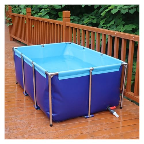 Oberirdischer Fischteich, PVC-Fischzucht, Indoor-Fischteich aus Segeltuch for Koi, Stabiler Wasserspeichertank for die Aquakultur, temporärer Sammelbehälter(2 * 1 * 0.7m) von Generic