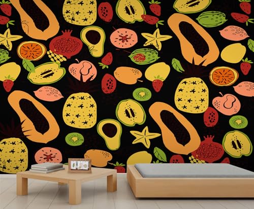 Obst Wandbild Papaya Erdbeere Tapete Wandbilder Avocado Sternfrucht Granatapfel Tapete Schwarze Schlafzimmer Tapete für Büro Wohnzimmer Schlafzimmer 300 X 240 cm Obst Wandbild Papaya Erdbeere Tapete Wandbilder Avocado Sternfrucht Granatapfel Tapete Schwarze Schlafzimmer Tapete für Büro Wohnzimmer Schlafzimmer 300 X 240 cm von Generic