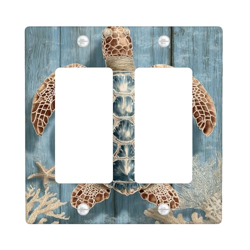 Ocean Turtle Lichtschalter-Abdeckplatte/Steckdosenabdeckungen, Aqua Meeresschildkröte Design für Stranddekoration, Thermoplastische Wandplatten, Standardgröße Doppelwippe Ocean Turtle Lichtschalter-Abdeckplatte/Steckdosenabdeckungen, Aqua Meeresschildkröte Design für Stranddekoration, Thermoplastische Wandplatten, Standardgröße Doppelwippe von Generic