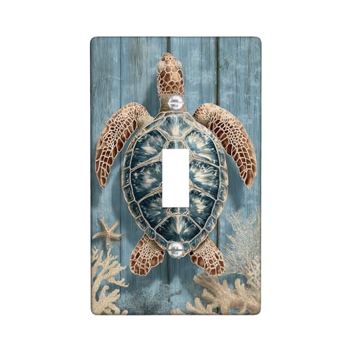Ocean Turtle Lichtschalter-Abdeckplatte/Steckdosenabdeckungen, Aqua-Meeresschildkröten-Design für Stranddekoration, thermoplastische Wandplatten, Standardgröße, Einzel-Kippschalter Ocean Turtle Lichtschalter-Abdeckplatte/Steckdosenabdeckungen, Aqua-Meeresschildkröten-Design für Stranddekoration, thermoplastische Wandplatten, Standardgröße, Einzel-Kippschalter von Generic