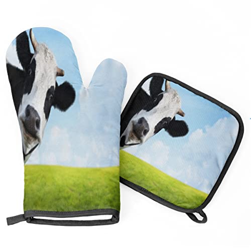 Ofenhandschuhe Kuh Topflappen Set Waschbare Topfhandschuhe Anti-Rutsch Grillhandschuhe Für Barbecue Backen Kochen Ofenhandschuhe Kuh Topflappen Set Waschbare Topfhandschuhe Anti-Rutsch Grillhandschuhe Für Barbecue Backen Kochen von Generic