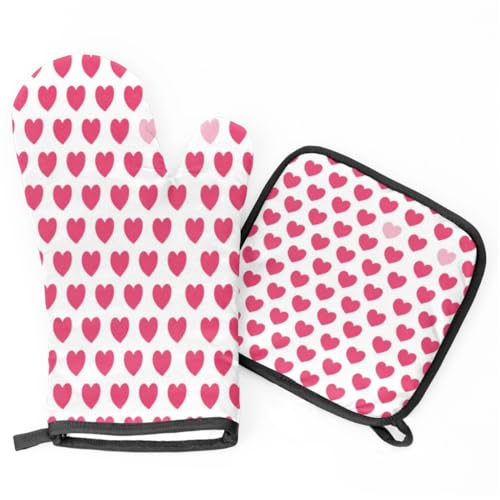 Ofenhandschuhe Liebe Liebe Herz Topflappen Set Anti-Rutsch Topfhandschuhe Hitzeresistente Grillhandschuhe Für Grillen Kochen Barbecue von Generic