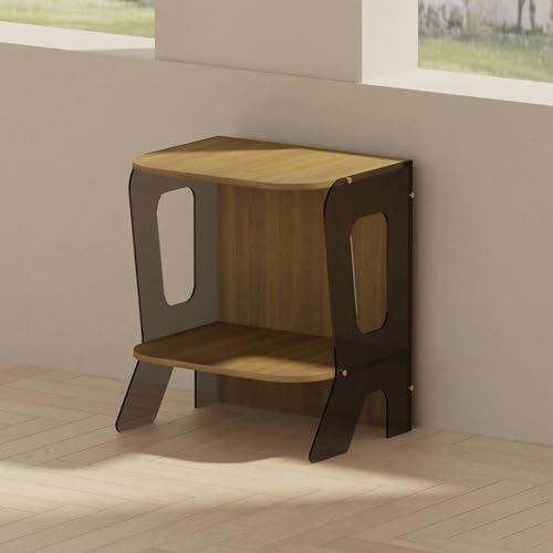 Offener CD-Player-Ständer Audio-Video-Regal HiFi Rack aus Holz & Acryl, Entertainment-Center Schallplattenständer, Ideal für Plattenspieler HiFi-Komponenten Usw(Brown) von Generic