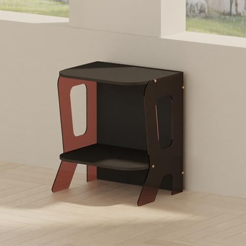 Offener CD-Player-Ständer Audio-Video-Regal HiFi Rack aus Holz & Acryl, Entertainment-Center Schallplattenständer, Ideal für Plattenspieler HiFi-Komponenten Usw(Red) von Generic