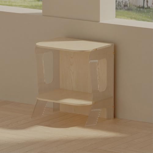 Offener CD-Player-Ständer Audio-Video-Regal HiFi Rack aus Holz & Acryl, Entertainment-Center Schallplattenständer, Ideal für Plattenspieler HiFi-Komponenten Usw(Yellow) von Generic